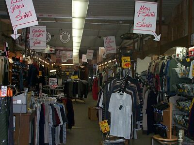 Clothes for sale inside the shop