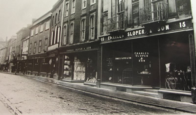 Exterior view of Charles Sloper's shops