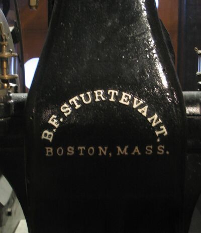 R.F.Stutevant's name on steam-driven fan